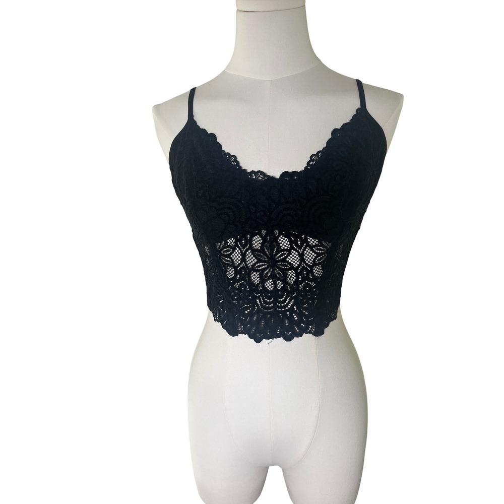 Forever 21 Black Lace Bralette Top XL Extra Large Adjustable Straps